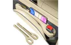 2PCS Car Seat Gap Filler Organizer with Phone Holder&comma;&lbrack;Upgrade Version&rsqb; Car Seat Gap Organizer for Prevent Falling&comma;Essential Car Accessories Car Side Seat Gap Filler &lpar;cream&rpar;