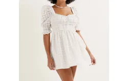 For Love & Lemons Libby Mini Dress In White