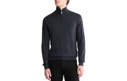 Calvin Klein Fine Merino Wool Blend Quarter Zip Sweater In Vulcan
