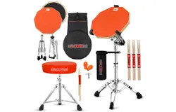 5 Core Drum Throne Adjustable Guitar Stool Padded Seat &plus; Drum Practice Pad Snare Drumming Stand