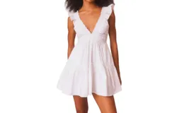 Loveshackfancy Poplar Flutter Sleeve Mini Dress In White