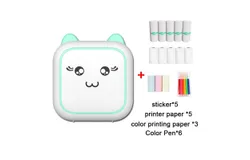 Portable Label Printer with 13 Rolls of Printing Paper&comma; Bluetooth Wireless Sticker Printer&comma; Small Thermal Inkless Photo Printer&comma; Mini Pocket Printer&comma; Suitable for Kids Learning Notes Picture Diary Gift &lpar;Blue&rpar;