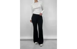 Rumored Fold Over Knit Flare Pants In Black