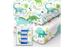 Dinosaur Crib Sheets for Boys&comma; Premium Soft Crib Mattress Fitted Sheet&comma; Ultra Breathable Baby Sheets&comma; Super Stretchy Baby Bed Sheets 28x52x9 Extra Deep Pocket&comma; 2 Pack