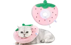 ANWA Cute Cat Recovery Collar&comma;Medium &lpar;7-18 lbs&rpar; Strawberry