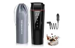 Car Electric Kettle&colon; 12V&sol;24V Portable Water Boiler Heated Travel Mug&comma;Multiple Temperature Adjustable Coffee Tea Truck Cup &comma;Black
