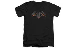 Batman V Superman Tech Bat Logo Short Sleeve Adult V Neck Premium Cotton Tee &sol; T-Shirt