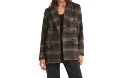 Z Supply Kingston Relaxed Plaid Blazer In Latte