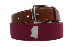 Roostas The Junction Embroidered Belt In Maroon&sol;grey&sol;white