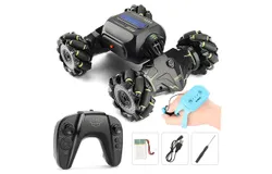 RC Stunt Car&comma; 2&period;4GHz 4WD Remote Control Gesture Sensor Toy Cars&comma; Double Sided Rotating Off Road Vehicle 360° Flips with Lights Music&comma; for Boys & Girls Birthday（Green）