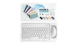 Bluetooth Wireless Keyboard and Mouse Combo&comma;Ultra-Slim Ergonomic Small Rechargeable Bluetooth Keyboard Mouse Set for Apple iPad iPhone Samsung Tablet Phone Android PC Computer Mac Smartphone-White 10-inch suit