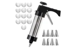 Cookie Press&comma; Stainless Steel Spritz Cookie Press&comma; Cookie Press for Baking&comma; Cookie Press  Gun Kit with 13 Cookie Press  Discs and 8 Nozzles&comma; Cookie Gun&comma;Cookie Maker for Biscuit Cake Cookie&comma; Black