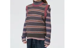Jnby Kids Striped Knitted Vest In Grey