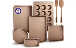 Bakeware Set – 8 Piece – Non-Stick Professional Home Bakeware – Multi Sized Baking Pan Set - Muffin Pan&comma; Loaf Pan