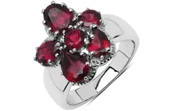 3&period;70 Carat Genuine Rhodolite &period;925 Sterling Silver Cluster Ring