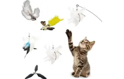Cat Toy Interactive for Indoor Cats&comma; Smart USB Rechargeable Door Hanging Automatic Retractable Kitten Toys&comma; Teaser Electronic Self Play Feather Cat String Toys Attached with 3 Catnip Mice Pink
