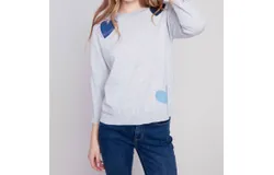 Charlie B Hearts Sweater In Heather Grey
