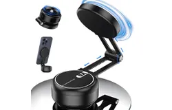 Electric Vacuum Magnetic Suction Phone Holder&comma;Adjustable Suction Cup Phone Mount for Car&comma;Foldable Smart Double-Sided Magnetic Phone Holder&comma;Strong Magnetic Car Phone Holder for All Phone Types &lpar;Black&rpar;