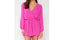 Fsl Apparel Solid Airflow Surplice Romper In Hot Pink