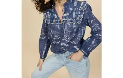 Emily Lovelock Daisy Blouse In Blue