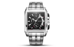 Men&apos;s Quartz Watch&comma; Stainless Steel Chronograph Quartz Watch&comma; Rectangular Dial Pointer Men&apos;s Watch with Luminous&comma; Waterproof&comma; Calendar&comma; Sport Multifunction