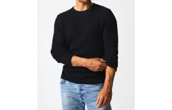 Billy Reid Mini Waffle Crew Top In Midnight