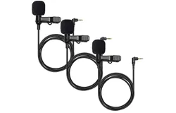 3x Hollyland External Clip On Lavalier Microphone with 3&period;5mm Audio Jack&comma; Compatible with Lark Max Microphone System-Black&comma; &lpar;1 Pack&rpar;