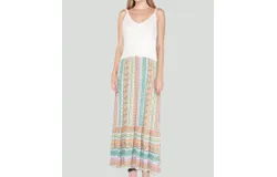 Dex Crochet Top Maxi Dress In Peach Paisley Stripe