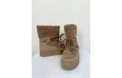 Ccocci Women&apos;s Borg Fleece Furry Lace Up Snow Boots In Beige