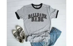 She Shed Ballpark Babe Baseball Tee In Grey