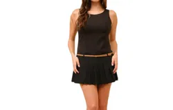 Tea & Cup Feel The Flutter Pleated Dress In Black