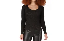 Dex Sweetheart Shimmer Sweater In Glitter Black