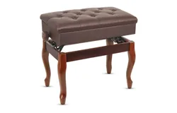 5 Core Piano Bench Wooden Height Adjustable Stool Heavy Duty Keyboard Seat with Storage - BROWN