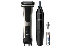 Philips Norelco Ultimate Comfort Nose Trimmer 1000 Battery Powered NT1605&sol;60 for Nose&comma; Ear and Eyebrows &plus; Philips Norelco BG7030&sol;49 Bodygroom Series 7000 Showerproof Dual-sided Body Trimmer and Shaver for Men