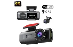 4K dual-lens tachograph HD ultra wide Angle night vision WiFi front and rear dual GPS vehicle recording&NewLine;K04-double recording &plus;WiFi- GPS