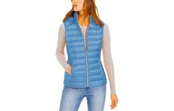 Michael Michael Kors Women&apos;s South Pacific Blue Down Puffer Vest with Removable Hood
