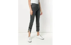 J Brand Ruby High Rise Asymmetrical Fray Straight Leg Crop Jeans In Gray