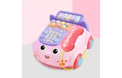 Baby Phone Toy,Baby Toy Phone Cartoon Baby Piano Music Light Toy Children Pretend Phone, Battery Version】-Large Phone,PINK