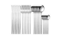 Juego de Cubiertos de 24 Piezas&comma; Cubiertos de Acero Inoxidable para 6 Personas Incluye Cuchillos&comma; Tenedores y Cucharas&comma; Set de Cubiertos para Cocina&comma; Restaurante&comma;Aptas para Lavavajillas&lpar;Plata&rpar;