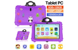 Kids Tablet Android 7&period;1 12G&plus;512G 1280&ast;800 10&period;1 inch HD Screen Learning Tablet Safe and Protective Design 2500mAh Available in a variety of colors and memory options-6G&plus;128G  purple