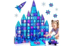 102pcs Frozen Princess Castle Magnetic Tiles Building Blocks - 3D Diamond Blocks, STEM Educational Toddler Toys for Pretend Play,