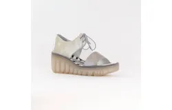 Fly London Women&apos;s Crossover Sandal In Silver&sol;off White