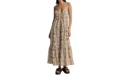 Rhythm&period; Raya Paisley Tiered Midi Dress In Natural