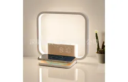 Dual Alarm Clock Bedside Table Lamp with Fast Wireless Charger Station for iPhone&sol;Samsung&comma; Wake Up Light Touch Desk Lamp with Snooze&sol;Timer&sol;10 Natural Sounds&sol;3 Dimmable Nightstand Light for Bedroom-AJ310