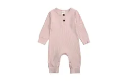 Baby Bodysuit Ribbed Romper Soft Unisex Boy Girl Outfit Clothes 0-12 month Pink 0-3Months