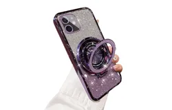 Phone case with glitter and stand&comma; specially designed for Apple 12ProMax purple