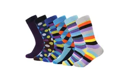 Mio Marino Men&apos;s Retro Collection Dress Socks 6 Pack-Nifty Cluster-13-15