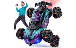 Six-Wheel RC Stunt Car&comma; 6WD RC Car&comma; Cool RC Drift Car&comma; Double Sided Driving&comma; 360° Flip Rotation with Spray & Light Effects&comma; Toy for 8-13 Year Old Kids&comma; Ideal Gift for Boys and Girls