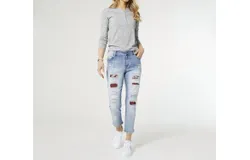 Coco &plus; Carmen Rayne Boyfriend Patch Jean In Light Denim