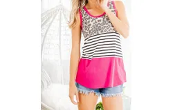 Heimish Usa Leopard Tank Top In Hot Pink
